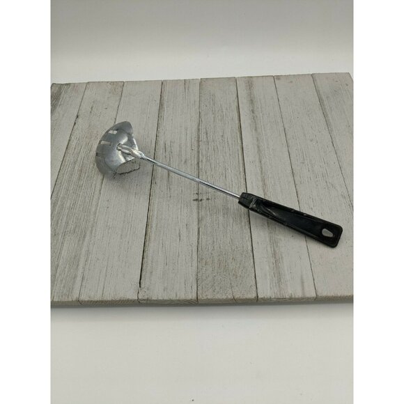 Vintage Ames 11" Slotted Serving Spoon #2 Black Handle Chrome Plated - Picture 4 of 7